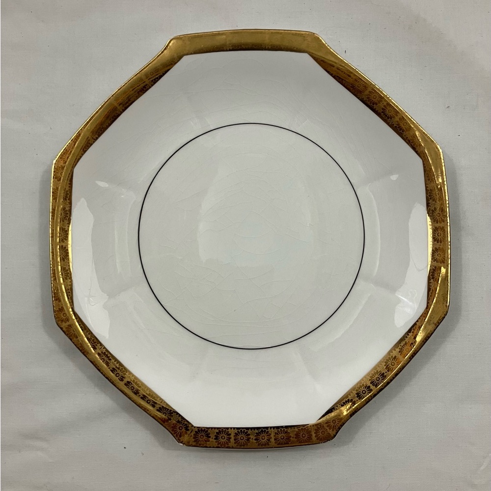 Antique 1920’s Le Roi French China crazed dinner plate with 18k gold trim W